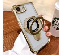 Uioeua Compatible with iPhone 16e Magsafe Case,Magnetic Ring Kickstand Stand and Military Grade Drop Protection for Silicone Four Corners Shockproof Case for iPhone 16e -Golden