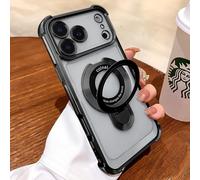 Uioeua Compatible with iPhone 17 Pro Max Magsafe Case,Magnetic Ring Kickstand Stand and Military Grade Drop Protection for Silicone Four Corners Shockproof Case for iPhone 17 Pro Max -Black