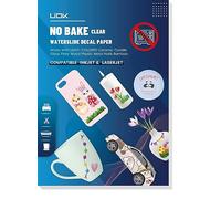 UIOK Waterslide Decal Paper Inkjet Clear, A4 Water Decal Paper for Inkjet & Laser Printers, Transparent Printable Water Transfer Paper for DIY Mugs,Candles,Glasses