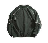 UIOKLMJH Men Thick Round Neck Hoodie Pullover Loose Sports Drop Shoulder Sleeve Sweatshirts