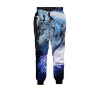 UIOKLMJH Mens Jogger Pants 3D Printing Wolf Moon Pattern Trousers Streetwear Unisex Casual Sweatpants