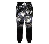 UIOKLMJH Mens Jogger Pants 3D Printing Wolf Moon Pattern Trousers Streetwear Unisex Casual Sweatpants