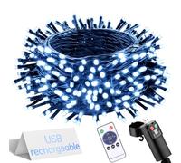 UIONVO Christmas Battery Fairy Lights - USB Rechargeable 15m 150 LED Cool White String Light Remote Waterproof Outdoor Garden Indoor Xmas Tree Lighting Wedding Party Decorations