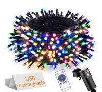 UIONVO Christmas Battery Fairy Lights - USB Rechargeable 15m 150 LED Multicoloured String Light Remote Waterproof Outdoor Garden Indoor Xmas Tree Lighting Wedding Party Decorations