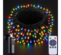 UIONVO Christmas Tree Lights Multicolour - USB Rechargeable 15M 150LED Waterproof Outdoor Fairy Light Battery Operated with Remote for Indoor Outside Xmas Decorations