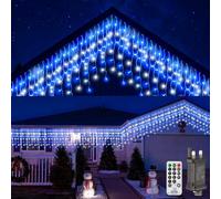 UIONVO Icicle Christmas Lights Outdoor Decorations - 10M Blue and White Icicle Lights Waterproof Connectable Mains Powered Light Outside Christmas Light for House Roof Indoor Window