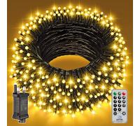 UIONVO Outdoor Christmas Fairy Lights 50M - 500 LED Warm White String Lights, Mains Powered Plug in Waterproof with Remote 8 Modes for Indoor Garden Party Wedding Xmas Decorations