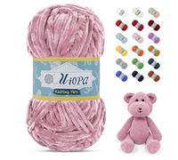 Uiopa 100g/80m Chunky Chenille Yarn, Plush Velvet Yarn Thick Chenille Wool, Dusty Pink Fluffy Crochet Chunky Wool for Amigurumi Blankets Clothes DIY Crafts
