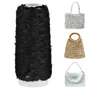 Uiopa 100g Sequin Yarn, Black Polyester Glitter Yarn for Crocheting, Sequin Sparkly Crochet Thread for Crocheting Bags, Baskets, Keychain Charm, Home Decor, DIY Crafts