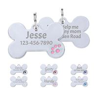 Uiopa 2 Pack Dog Tags for Pets Engraved, Dog Name Tags Personalised ID Tags for Dogs, Dog Collar Tag for Dogs Cats Pets, Up to 5 Lines of Custom Text on Both Sides (Pink)