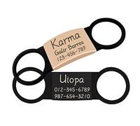 Uiopa 2 Pack Dog Tags for Pets Engraved, Personalised Dog Tag Stainless Steel Cat/Dog Collar ID Tags, Dog Identity Tag Engraved Puppy Name Plate Label for Kitten, Puppy, Pet (Black & Rose Gold, L)