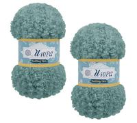 Uiopa 2 Skeins Faux Fur Yarn, 2 x 100g Teddy Fur Fluffy Wool, Polyester Eyelash Yarn Fluffy Chunky Wool for Crocheting Knitting Scarves Hats Bags Slippers DIY Crafts (Lake Green)