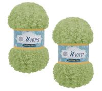Uiopa 2 Skeins Faux Fur Yarn, 2 x 100g Teddy Fur Fluffy Wool, Polyester Eyelash Yarn Fluffy Chunky Wool for Crocheting Knitting Scarves Hats Bags Slippers DIY Crafts (Green)