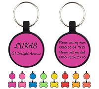 Uiopa 2pcs Dog Tags for Pets Engraved, No Noises Silicone Personalised Dog/Cat Tag, Soft Bone/Round Dog Identity Tag Engraved, Pet Collar ID Name Plate for Puppy, Kitten (Round, Purple)