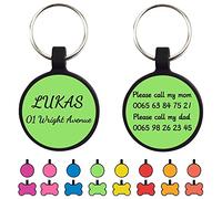 Uiopa 2pcs Dog Tags for Pets Engraved, No Noises Silicone Personalised Dog/Cat Tag, Soft Bone/Round Dog Identity Tag Engraved, Pet Collar ID Name Plate for Puppy, Kitten (Round, Green)