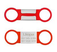 Uiopa 2pcs Dog Tags for Pets Engraved, Personalised Dog Tag No Noises Silicone Cat ID Tags, Slide on Dog Collar Stainless Steel Identity Name Plate for Puppy, Kitten, Pet (Red, S)