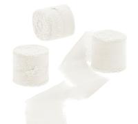 Uiopa 3 Rolls Chiffon Ribbon, 40mm x 15m(16.4 Yards) Frayed Edges Gift Wrapping Ribbon, Cream White Chiffon Silk Ribbons for Wedding Invitations, Bridal Bouquets, Wreath, Decoration, DIY Crafts