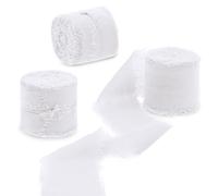 Uiopa 3 Rolls Chiffon Ribbon, 40mm x 15m(16.4 Yards) Frayed Edges Gift Wrapping Ribbon, White Chiffon Silk Ribbons for Wedding Invitations, Bridal Bouquets, Wreath, Decoration, DIY Crafts