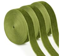 Uiopa 3 Rolls Olive Green Velvet Ribbon 15mm x 4.5m Single-Sided Velvet Vintage Gift Ribbon Fabric Trim for Gift Wrapping, Wreaths, Flower Bouquets, Home Decor, DIY Crafts