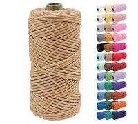 Uiopa 4mm Macrame Cord, 100m Braided Cotton Macrame Rope, Apricot Macrame Craft Rope for Crochet Bags, Wall Hangings, Plant Hangers, Dream Catchers, DIY Craft Projects