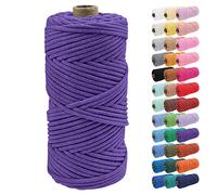 Uiopa 4mm Macrame Cord, 100m Braided Cotton Macrame Rope, Dark Purple Macrame Craft Rope for Crochet Bags, Wall Hangings, Plant Hangers, Dream Catchers, DIY Craft Projects