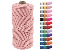 Uiopa 4mm Macrame Cord, 100m Braided Cotton Macrame Rope, Flesh Pink Macrame Craft Rope for Crochet Bags, Wall Hangings, Plant Hangers, Dream Catchers, DIY Craft Projects