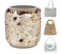 Uiopa 50g Sequin Yarn, Rose Gold Polyester Glitter Yarn for Crocheting, Sequin Sparkly Crochet Thread for Crocheting Bags, Baskets, Keychain Charm, Home Decor, DIY Crafts