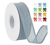 Uiopa Aqua Blue Burlap Ribbon 25mm x 18.2m Hessian Wired Ribbon Rustic Jute Ribbons for Wreaths, Bow Making, Gift Wrapping, Home Decor, DIY Crafts