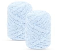 Uiopa Arm Knitting Yarn, 2 x 240g Jumbo Fluffy Chunky Yarn for Crochet, Hand Knitting Chunky Wool for Blankets, Cushions, Hats, Home Decor, DIY Crafts (Aqua Blue)
