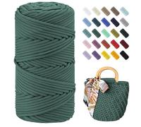 Uiopa Braided Macrame Cord 4mm x 150m Polyester Cord Thick Crochet Yarn Macrame Rope for Crocheting Bags/Baskets, Macrame Projects, Decoration, DIY Crafts (Grey Green)