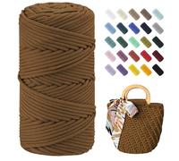 Uiopa Braided Macrame Cord 4mm x 150m Polyester Cord Thick Crochet Yarn Macrame Rope for Crocheting Bags/Baskets, Macrame Projects, Decoration, DIY Crafts (Coffee)