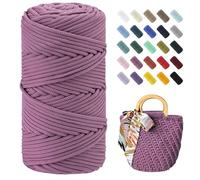 Uiopa Braided Macrame Cord 4mm x 150m Polyester Cord Thick Crochet Yarn Macrame Rope for Crocheting Bags/Baskets, Macrame Projects, Decoration, DIY Crafts (Fuchsia)