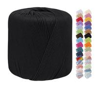 Uiopa Cotton Crochet Yarn 1mm x 125m, 8-Ply Cotton Yarn for Crochet, Hand Knitting Yarn Crochet Thread for Shawls, Hats, Doilies, Decoration, DIY Crafts (Black)