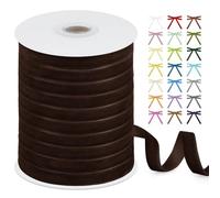 Uiopa Dark Brown Velvet Ribbon 10mm x 45m Single Face Vintage Velvet Ribbon for Gift Wrapping, Wreaths, Invitations, Hair Bows, Home Decor, DIY Crafts
