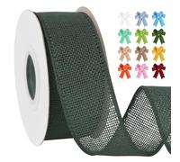 Uiopa Dark Green Burlap Ribbon 38mm x 18.2m Hessian Wired Ribbon Rustic Jute Ribbons for Wreaths, Bow Making, Gift Wrapping, Home Decor, DIY Crafts