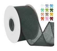 Uiopa Dark Green Burlap Ribbon 50mm x 18.2m Hessian Wired Ribbon Rustic Jute Ribbons for Wreaths, Bow Making, Gift Wrapping, Home Decor, DIY Crafts