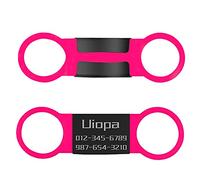 Uiopa Dog Tags for Pets Engraved Set of 2, Dog ID Tags Personalised Cat Name Tag Slide on Collar Stainless Steel Identity Collar Name Plate for Small Dogs, Puppy, Little Cat, Pet (Rose red, L)
