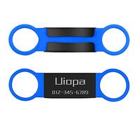 Uiopa Dog Tags for Pets Engraved Set of 2, Dog ID Tags Personalised Cat Name Tag Slide on Collar Stainless Steel Identity Collar Name Plate for Small Dogs, Puppy, Little Cat, Pet (Blue, S)