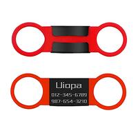 Uiopa Dog Tags for Pets Engraved Set of 2, Dog ID Tags Personalised Cat Name Tag Slide on Collar Stainless Steel Identity Collar Name Plate for Small Dogs, Puppy, Little Cat, Pet (Red, L)