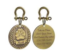 Uiopa Dog Tags for Pets Engraved, Zinc Alloy 3D Pattern ID Tags for Dogs, Personalised Dog Tag for Dog Collar, Available in 8 Styles, Engraving on Both Sides (Round - Large 1.37 inch)