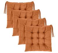 Uiopa Garden Chair Cushions Set of 4, 16" x 16" Chair Cushion with Ties Crystal Velvet Seat Pads for Kitchen Chairs Pads, Thick Soft Comfy Seat Cushion for Dining, Garden, Outdoor, Indoor (Coffee)