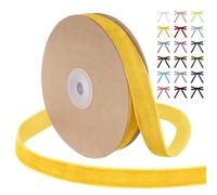 Uiopa Golden Yellow Velvet Ribbon, 20mm x 9m Single Face Wrapping Ribbon, Vintage Velvet Ribbons for Gift Wrapping, Wreaths, Wedding, Party, Home Decor, DIY Crafts