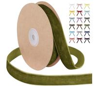 Uiopa Grass Green Velvet Ribbon, 15mm x 9m Single Face Wrapping Ribbon, Vintage Velvet Ribbons for Gift Wrapping, Wreaths, Wedding, Party, Home Decor, DIY Crafts