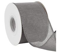 Uiopa Grey Burlap Ribbon 75mm x 18.2m Hessian Wired Ribbon Rustic Jute Ribbons for Wreaths, Bow Making, Gift Wrapping, Home Decor, DIY Crafts