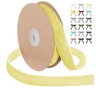 Uiopa Lemon Yellow Velvet Ribbon, 25mm x 9m Single Face Wrapping Ribbon, Vintage Velvet Ribbons for Gift Wrapping, Wreaths, Wedding, Party, Home Decor, DIY Crafts