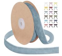 Uiopa Light Blue Velvet Ribbon, 25mm x 9m Single Face Wrapping Ribbon, Vintage Velvet Ribbons for Gift Wrapping, Wreaths, Wedding, Party, Home Decor, DIY Crafts