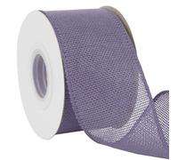 Uiopa Light Purple Burlap Ribbon 63mm x 18.2m Hessian Wired Ribbon Rustic Jute Ribbons for Wreaths, Bow Making, Gift Wrapping, Home Decor, DIY Crafts