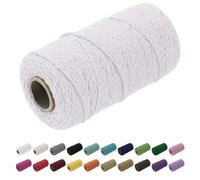 Uiopa Macrame Cord 1.5mm x 100m, Natural Cotton Cord Coloured Yarn Soft Rope, String Twine for Crafts, Plant Hanger, Wall Hanging, Wrapping, Christmas Decorations (White)