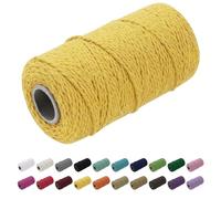 Uiopa Macrame Cord 1.5mm x 100m, Thick Rope Yarn Natural Cotton Cord, 2-Ply Macrame String for DIY Crafts, Plant Hangers, Wall Hangings, Decorations (Yellow)