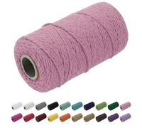 Uiopa Macrame Cord 1.5mm x 100m, Thick Rope Yarn Natural Cotton Cord, 2-Ply Macrame String for DIY Crafts, Plant Hangers, Wall Hangings, Decorations (Pink)